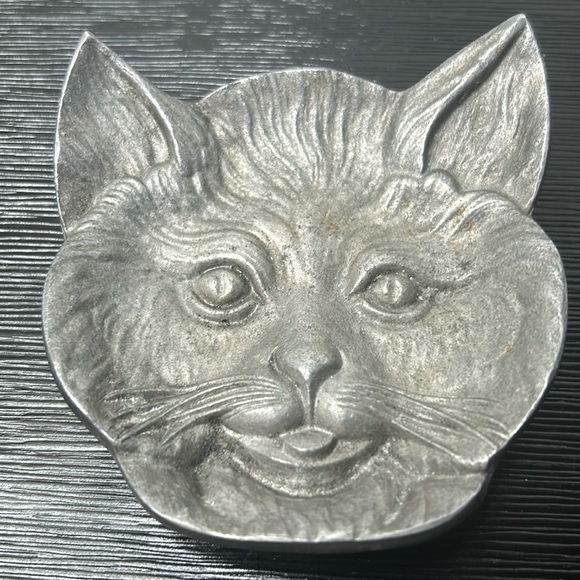 Vintage Pewter Cat Trinket Dish - Picture 1 of 6